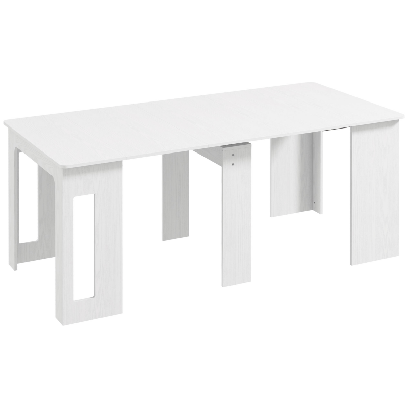 HOMCOM Klapptisch Esstisch, rechteckiger Küchen-Klapptisch, ausziehbar bis zu 6 Personen, für kleine Räume, Esszimmer, Weiß Aosom – Bild 1 von 2