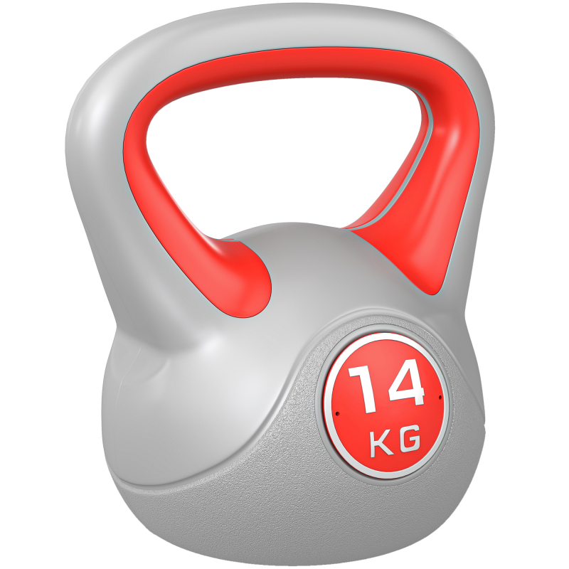 SPORTNOW Kettlebell 14 kg, Kettlebell mit ergonomischem Griff, Kugelhantel, Krafttraining, Workout, für Fitnessstudio, Rot Aosom – Bild 1 von 2