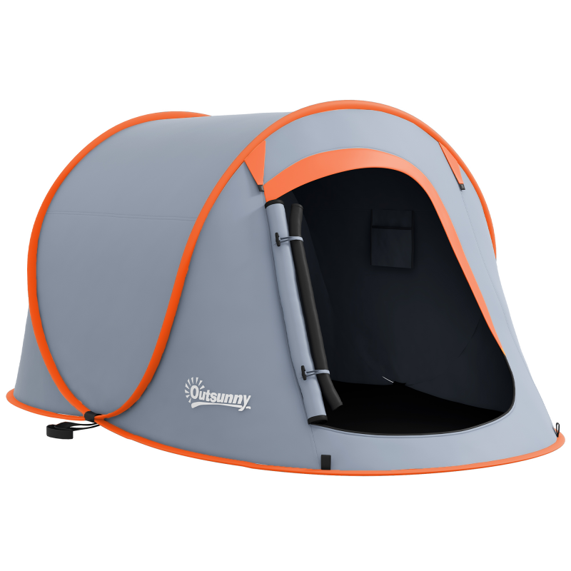 Outsunny Pop-up Campingzelt 2-3 Personen, leicht und belüftet, mit Tragetasche für Camping, Angeln und Wandern 245x148x105 cm grau Aosom – Bild 1 von 2