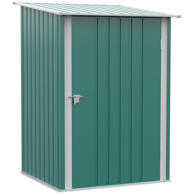 Outsunny Metall Gerätehaus 0,92 m² 100x103x160cm Geräteschuppen mit Pultdach Abschließbarer Tür Gartenhaus Outdoor Garten Schuppen Schrank für Hinterhof Außenbereich Grün Aosom – Bild 1 von 2