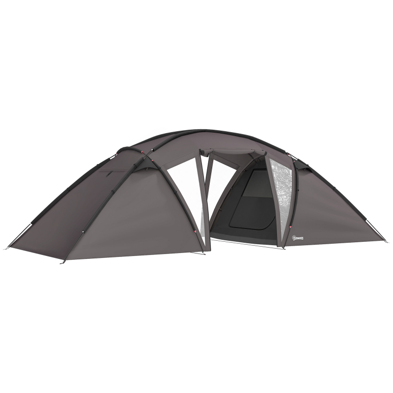 Outsunny Familien-Campingzelt für 4-6 Personen, Tunnelzelt wasserdicht 3000 mm mit 2 Türen, Fenster, Tragetasche, Bodenplane für Camping Reise Wandern Garten, schwarz Aosom – Bild 1 von 2