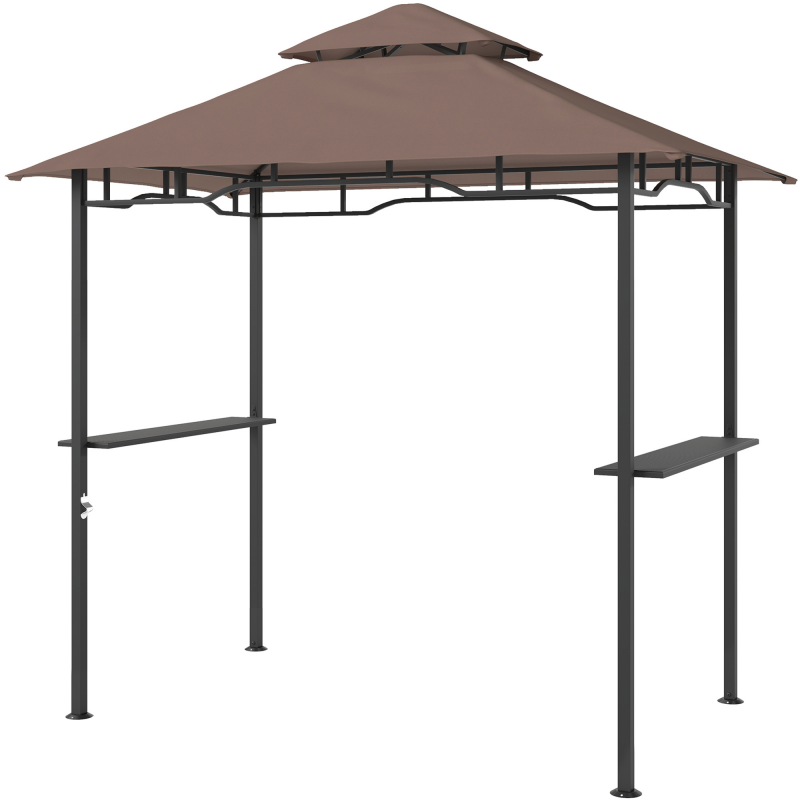 Outsunny Grillpavillon Gartenzelt flammhemmendes Doppeldach 245x148x252cm in Kaffeebraun und Schwarz für Gartenpartys & Outdoor-Aktivitäten Aosom.de – Bild 1 von 2