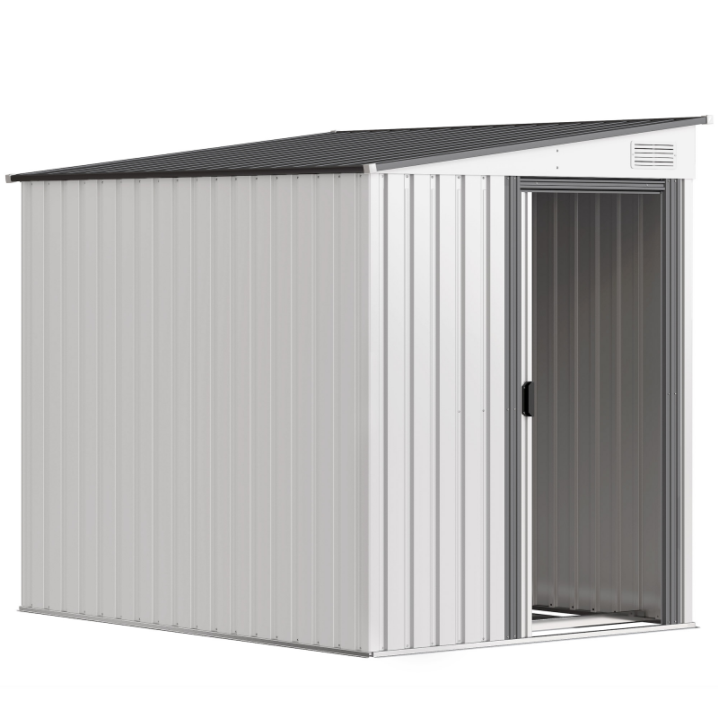 Outsunny Metall Gerätehaus 2,81m² 154x206,5x181 cm Geräteschuppen mit Pultdach Fundament Schiebetür wetterfest Gartenhaus Outdoor Garten Schuppen Schrank für Hinterhof Außenbereich Anthrazit Aosom – Bild 1 von 2
