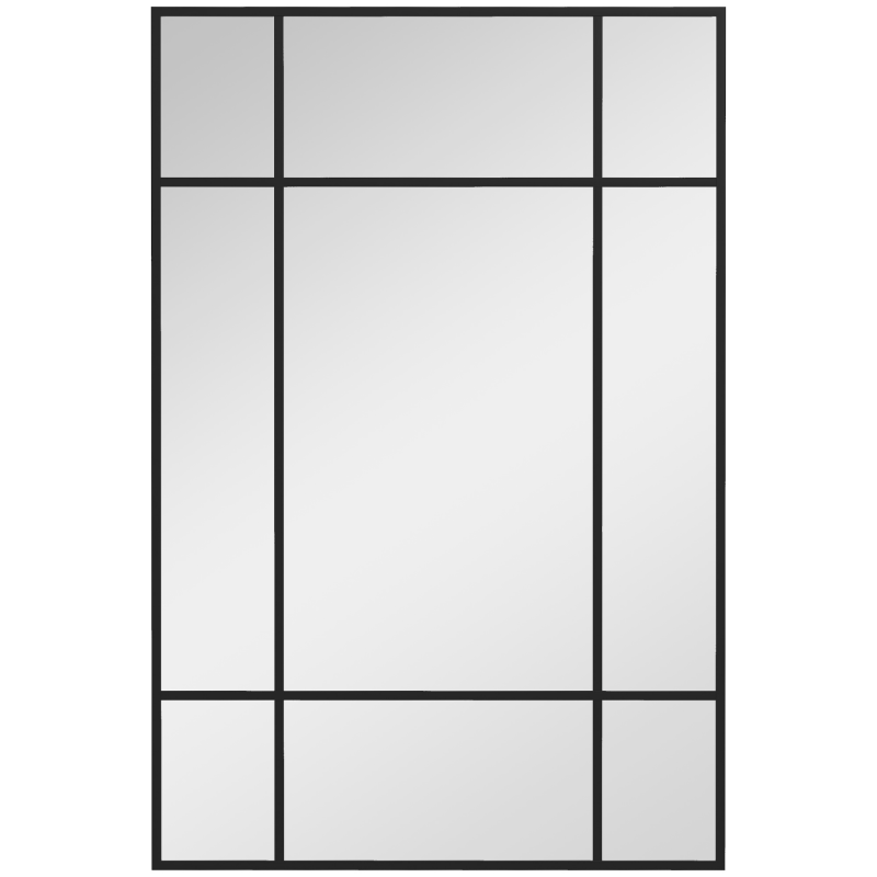 HOMCOM Wandspiegel 90 x 60 cm dekorativer Spiegel mit Metallrahmen, rechteckiger Spiegel für Schlafzimmer, Badezimmer Schwarz Aosom – Bild 1 von 2
