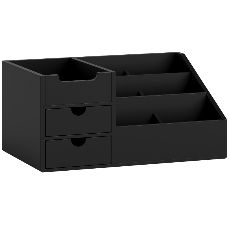 HOMCOM Schreibtischorganizer Aufbewahrungsbox Büro Box Organisation 2 Schubladen Schwarz 33 x 20,5 x 15,5 cm Aosom – Bild 1 von 2