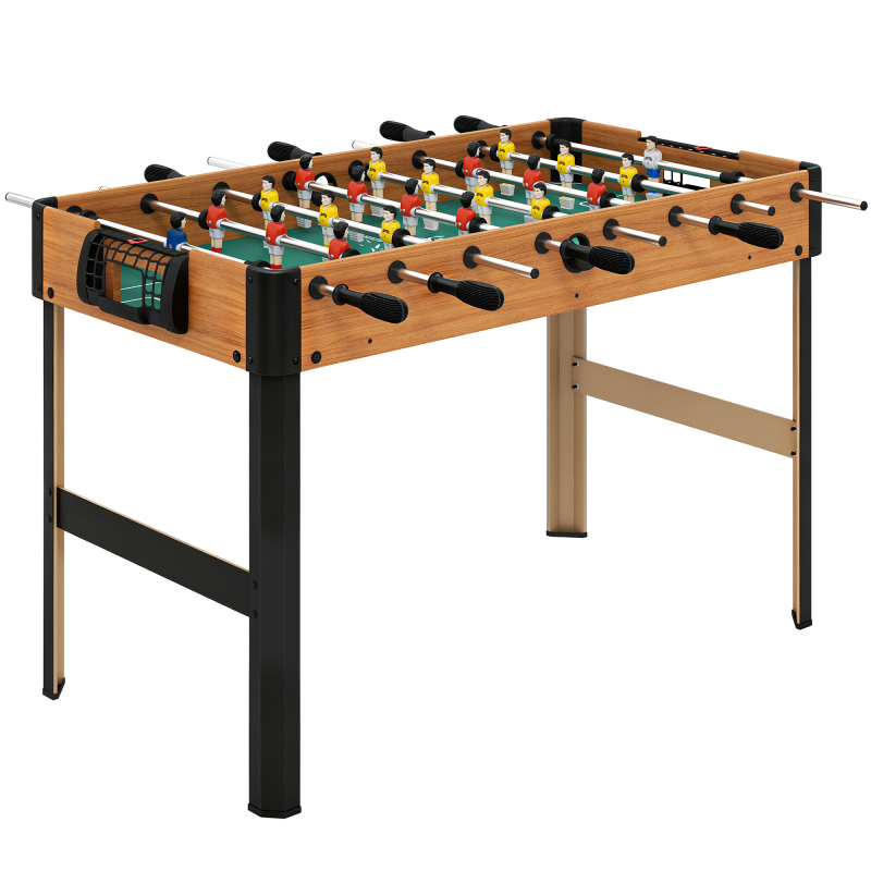 HOMCOM Tischkicker klappbar Kickertisch inkl 22 Kicker 2 Bälle Rutschfest Griffe Anzeigetafel, Spieltisch für Erwachsene Kinder Tischfußball für Spielzimmer, Bars Partys 118 x 104 x 69 cm Braun Aosom – Bild 1 von 2