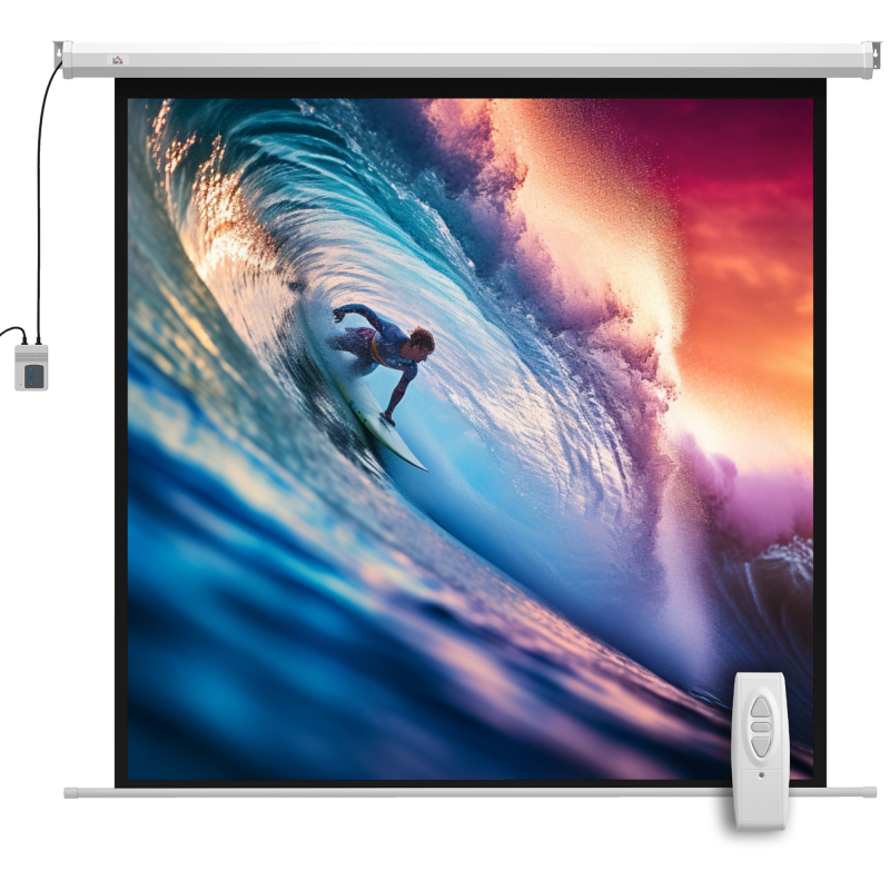 HOMCOM Beamer Leinwand 176,5 x 176,5 cm 85 Zoll 1:1 HD 4K Rollo-Leinwand Projektionsleinwand für Heimkino Büro-Präsentationen Aosom – Bild 1 von 2