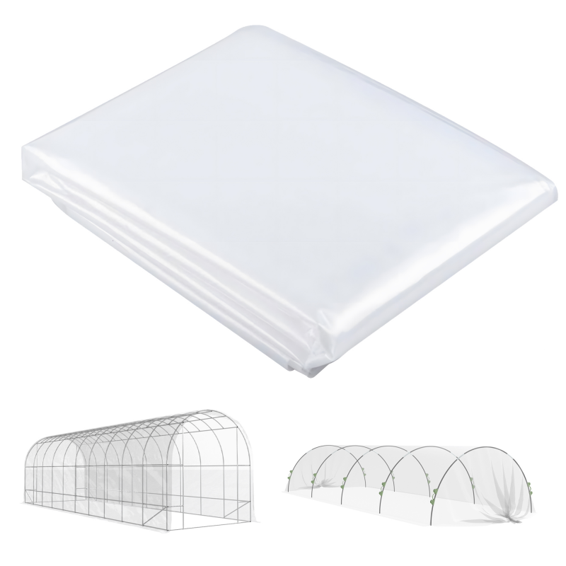 Outsunny Gewächshausfolie 8x10 m wasserdicht Gartenfolie mit UV Schutz, Extra Dick Reißfest Folie aus Kunststoff, Abdeckplane für Treibhaus Folientunnel, Tunnelfolie für Außenbereich Transparent Aosom – Bild 1 von 2