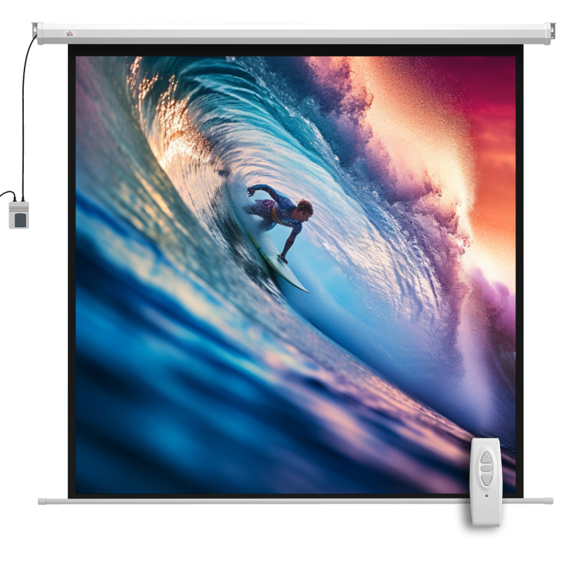 HOMCOM Beamer Leinwand 189,5 x 189,5 cm 92 Zoll 1:1 HD 4K Rollo-Leinwand Projektionsleinwand für Heimkino Büro-Präsentationen Aosom – Bild 1 von 2