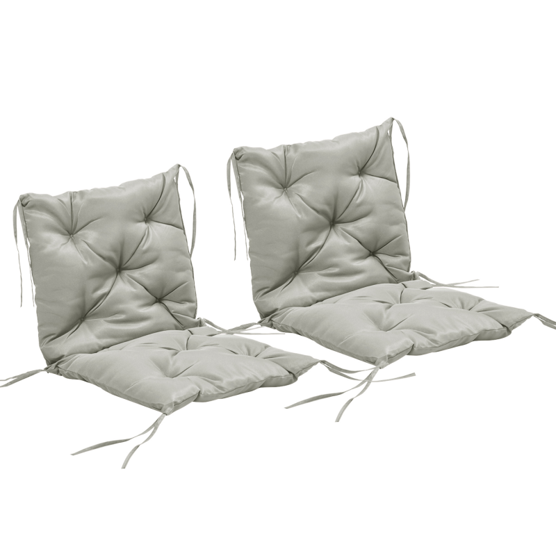Outsunny 2er-Set Sitzkissen, 98 x 50 cm Stuhlkissen mit Bindebänder, Stoffbezug, 8cm dick Polsterauflage, Sitzpolster für Küche, Büro, Esszimmerstühle, Hellgrau Aosom – Bild 1 von 2