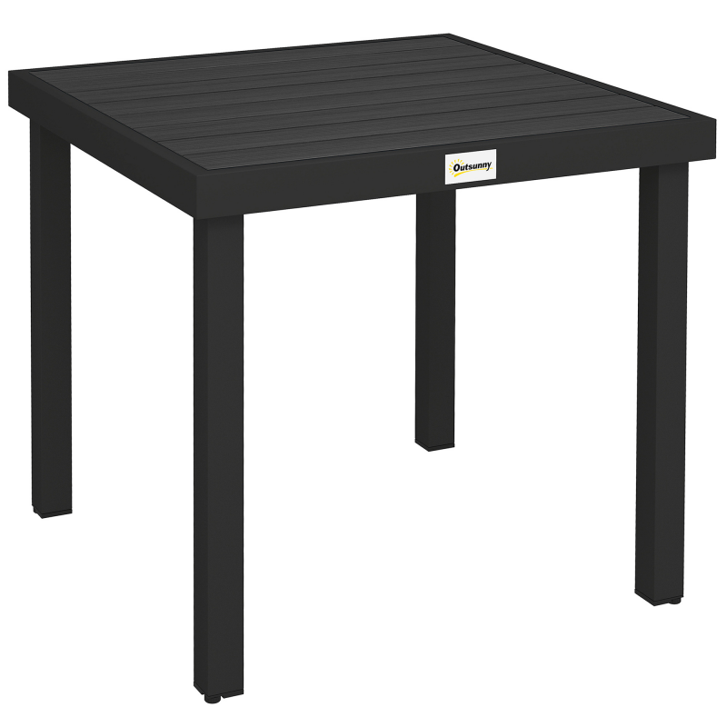 Outsunny Gartentisch für 4 Personen kompakter Esstisch aus pflegeleichtem Aluminium Kunststoff Schwarz 80x80x74cm für Gartenmöbel Aosom.de – Bild 1 von 2
