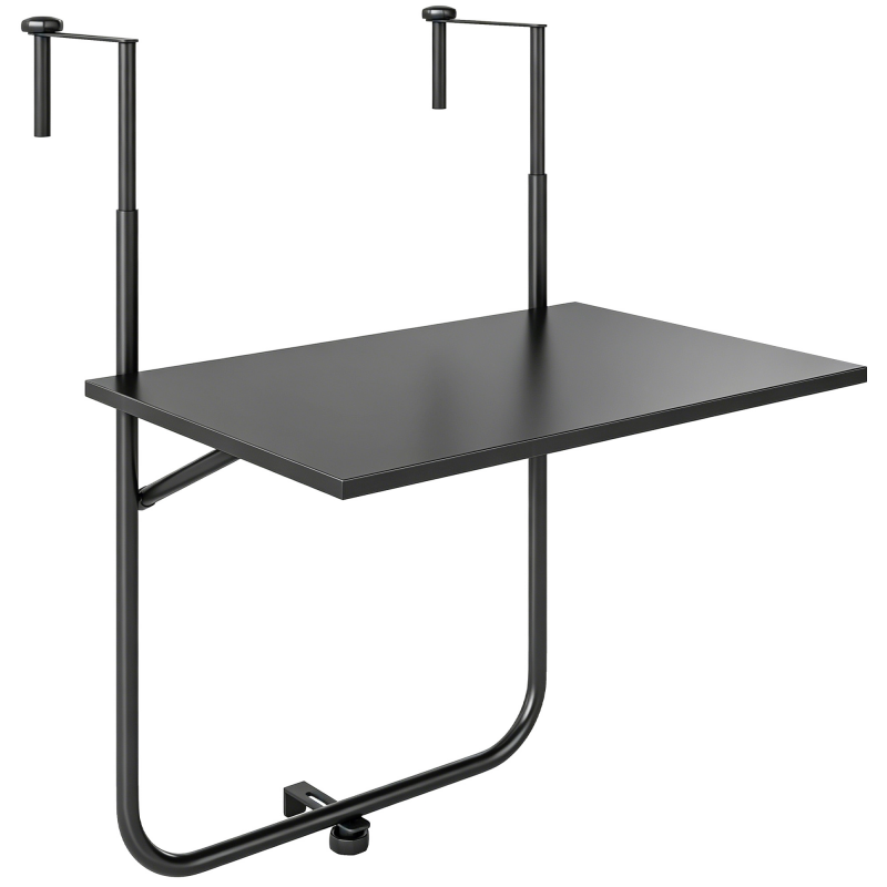 Outsunny Balkontisch zum Einhängen klappbarer Hängetisch 3-fach höhenverstellbar bis 15 kg 62x60 cm Schwarz für Balkon & Terrasse Aosom.de – Bild 1 von 2
