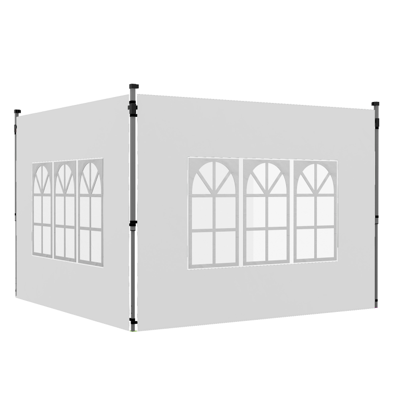 Outsunny 2er-Set Seitenteile für Pavillon 3x3/3x4 m, Seitenwand mit Fenster, wasserdicht Seitenwände aus Oxfordstoff, als Windschutz und Sichtschutz für Partyzelt, Weiß Aosom – Bild 1 von 2