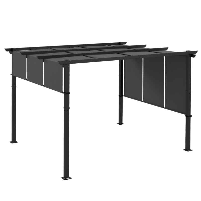 Outsunny Pavillon 3,5x3m Pergola mit Seitenwand, Terrassendach, dunkelgrau, wetterfest für Garten & Terrasse Aosom.de – Bild 1 von 2