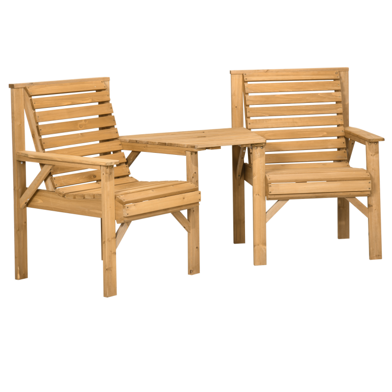 Outsunny Bistro-Set 3-teilig aus Holz Wetterfest Gartenmöbel Set mit Lamellendesign Sonnenschirmloch Gartenstühlen Outdoor Balkonmöbel Set Sitzgruppe Balkonset Gartengarnitur Braun Aosom – Bild 1 von 2