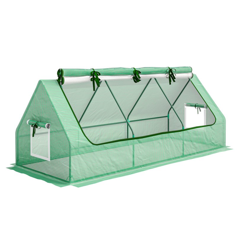 Outsunny Mini Gewächshaus Foliengewächshaus mit Mesh Fenster, UV-beständig, PE Folie, 240 x 90 x 90 cm, perfekt für Garten & Aufzucht Aosom.de – Bild 1 von 2
