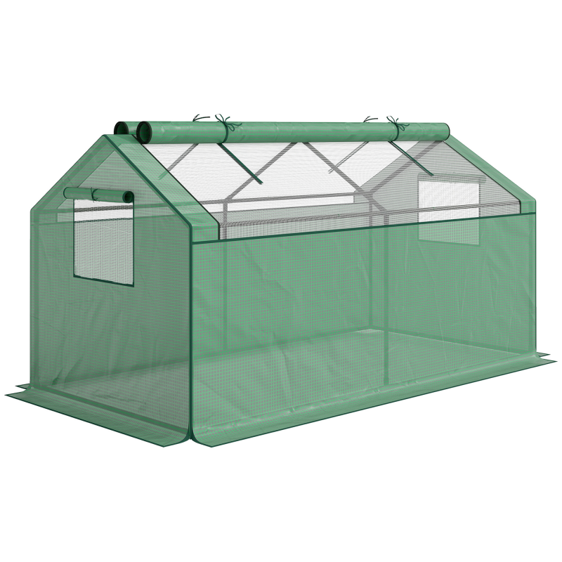 Outsunny Foliengewächshaus mit Fenster 180x92x92cm UV-Schutz Tomatenhaus Frühbeet für Garten Balkon grün Aosom.de – Bild 1 von 2