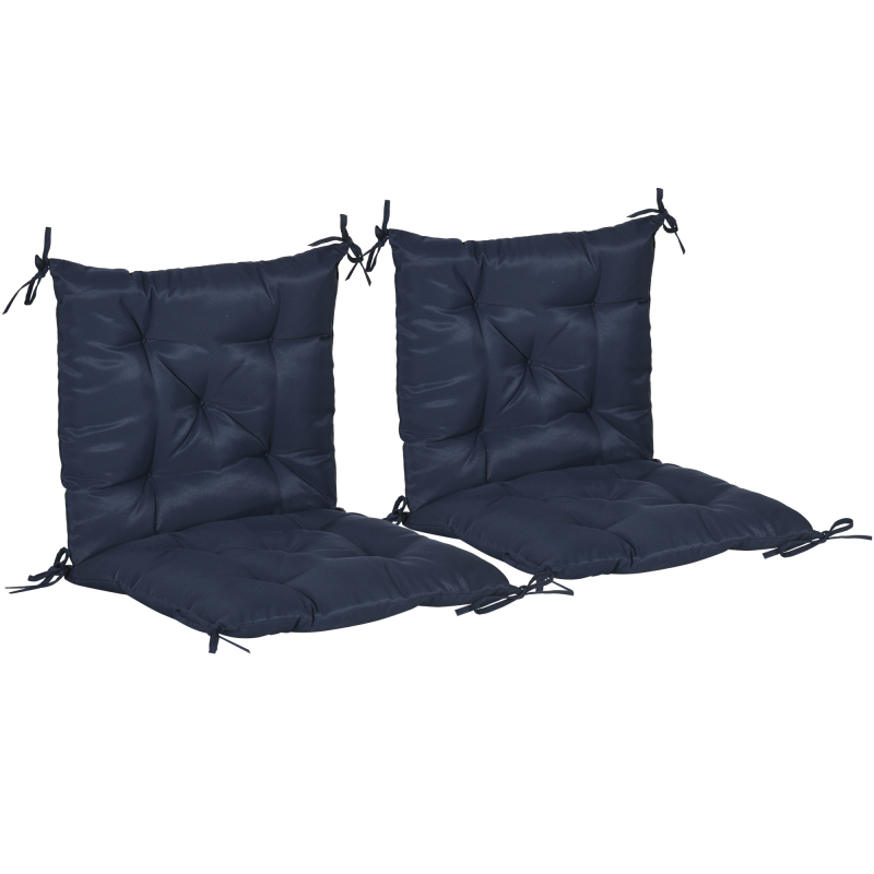 Outsunny 2er-Set Sitzkissen, 98 x 50 cm Stuhlkissen mit Bindebänder, Stoffbezug, 8cm dick Polsterauflage, Sitzpolster für Küche, Büro, Esszimmerstühle, Dunkelblau Aosom – Bild 1 von 2