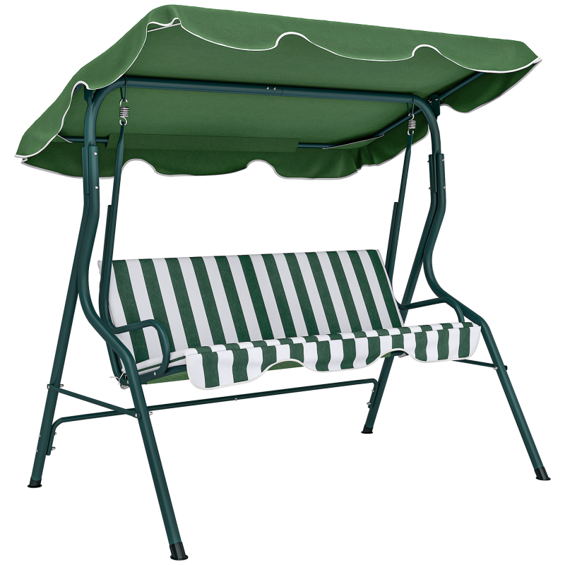 Outsunny Hollywoodschaukel 3-Sitzer Gartenschaukel mit verstellbarem Sonnendach Stahlrahmen grün 170 x 110 x 153 cm für Garten & Terrasse Aosom.de – Bild 1 von 2