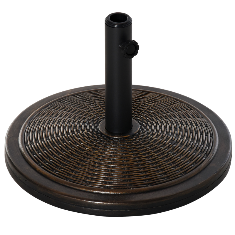 Outsunny Sonnenschirmständer aus Zement 14kg Rund Schirmständer mit Rattanoptik, Schirmhalter, Schirmgewicht für Sonnenschirm 35mm/38mm/48mm Rohrdurchmesser, für Balkon Terasse Garten Bronze Aosom – Bild 1 von 2