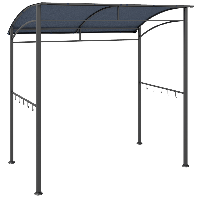 Outsunny Grillpavillon 215 x 150 x 220 cm Wasserabweisend Gartenpavillon mit Gebogendach, Gartenlauben mit Haken, BBQ Pavillon, Gartenzelt Grillzelt Partyzelt für Garten Party Picknick BBQ, Grau Aosom – Bild 1 von 2