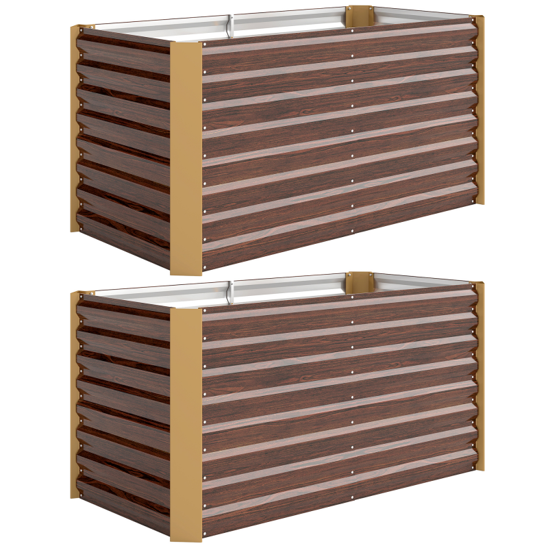 Outsunny 2er-Set Hochbeet Blumenhochbeet witterungsbeständig, Pflanzbeet Frühbeet Gartenbeet Pflanzkübel Pflanzkasten aus Verzinkter Stahl, Blumenkasten für Terrasse & Garten, 120 x 60 x 60 cm Aosom – Bild 1 von 2
