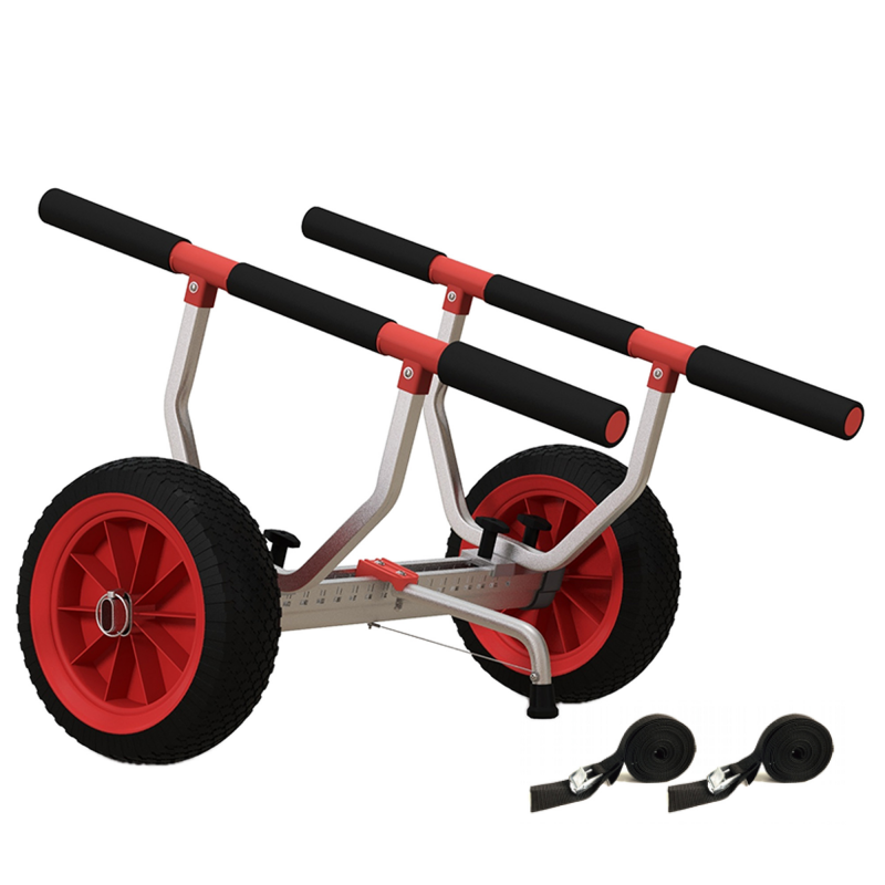 SPORTNOW Transportwagen Verstellbarer Alu Kajakwagen bis 100 kg Bootswagen mit Spanngurte Surfwagen Kanuwagen Bootstrailer Trolley für Schlauchboot Aosom – Bild 1 von 2
