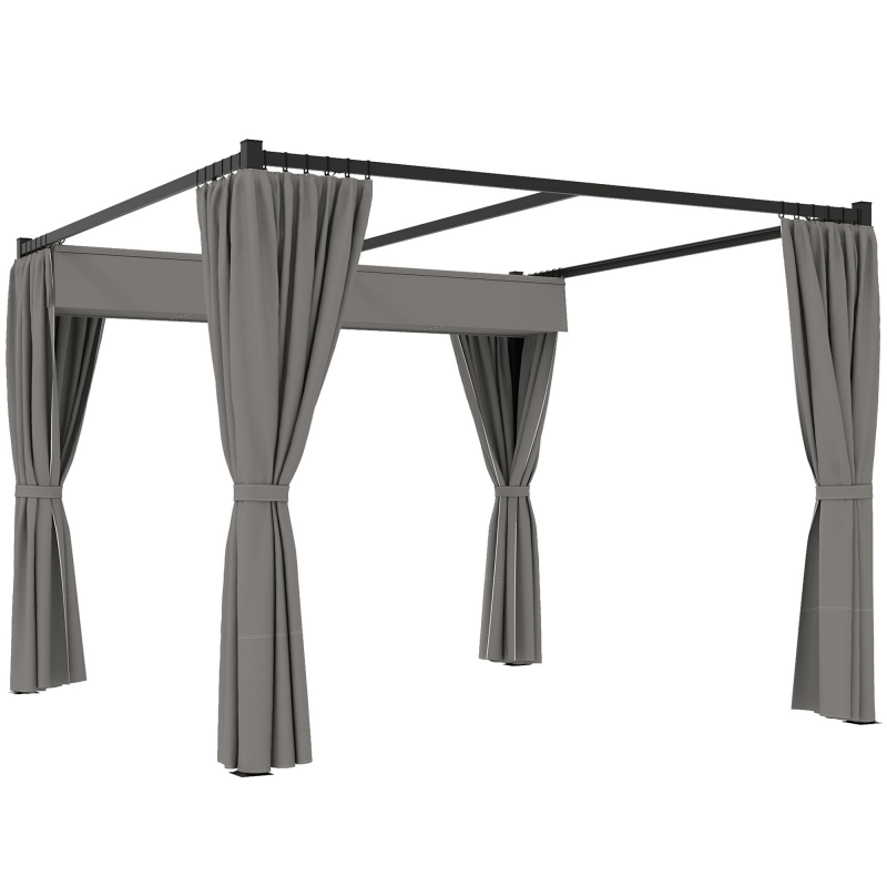 Outsunny Pergola 3 x 3 m Freistehend Terrassenüberdachung mit Schiebedach, 4 Seitenwände, UV-beständig Überdachung Metall Gartenpavillon Sonnenschutz für Terrasse Garten, Hellgrau Aosom – Bild 1 von 2