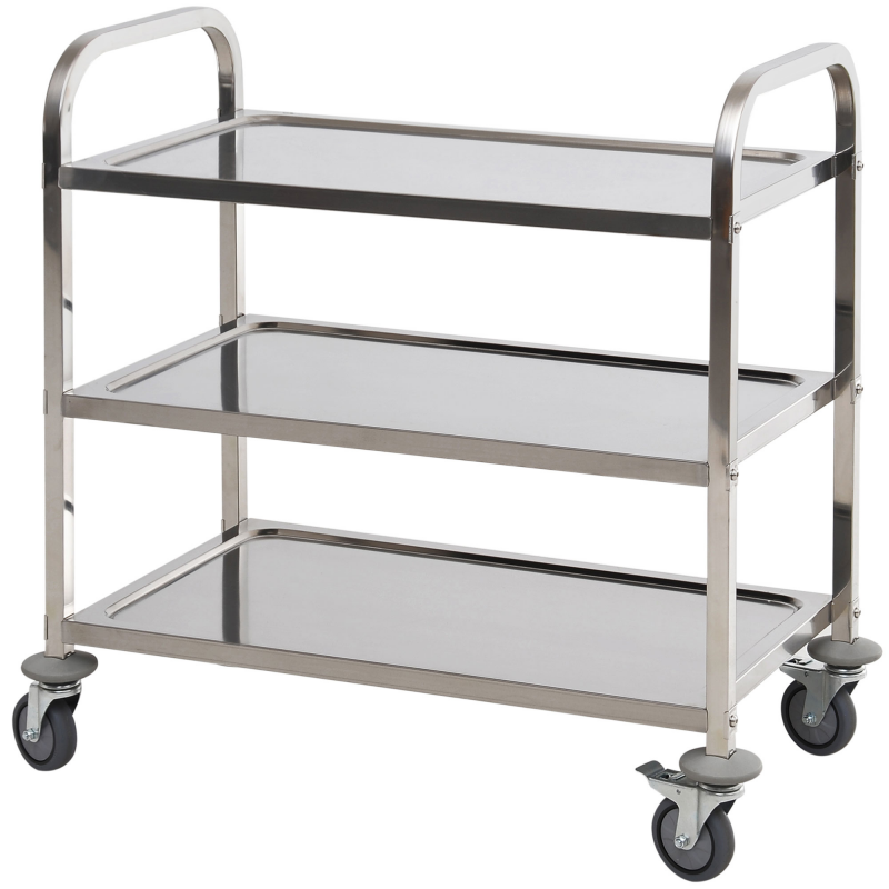 HOMCOM® Servierwagen Küchenwagen Rollwagen 3 Ablage Silber Aosom – Bild 1 von 2