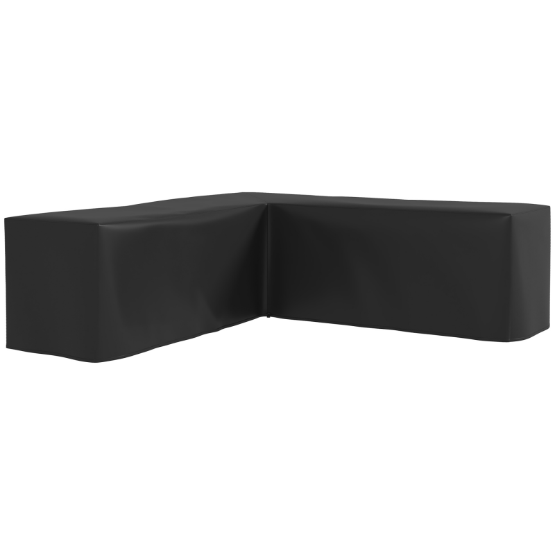 Outsunny Schutzhülle für Gartenmöbel L-förmige Wasserdicht Abdeckung für Ecksofa, Anti-UV Abdeckplane aus 420D Oxford, Winterfest Abdeckhaube Abdeckhülle 250 x 250 x 79 cm Schwarz Aosom – Bild 1 von 2