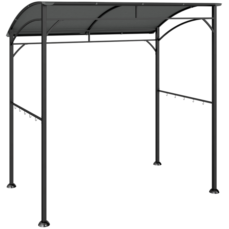 Outsunny Grillpavillon 215 x 150 x 220 cm Wasserabweisend Gartenpavillon mit Gebogendach, Gartenlauben mit Haken, BBQ Pavillon, Gartenzelt Grillzelt Partyzelt für Garten Party Picknick BBQ, Dunkelgrau Aosom – Bild 1 von 2