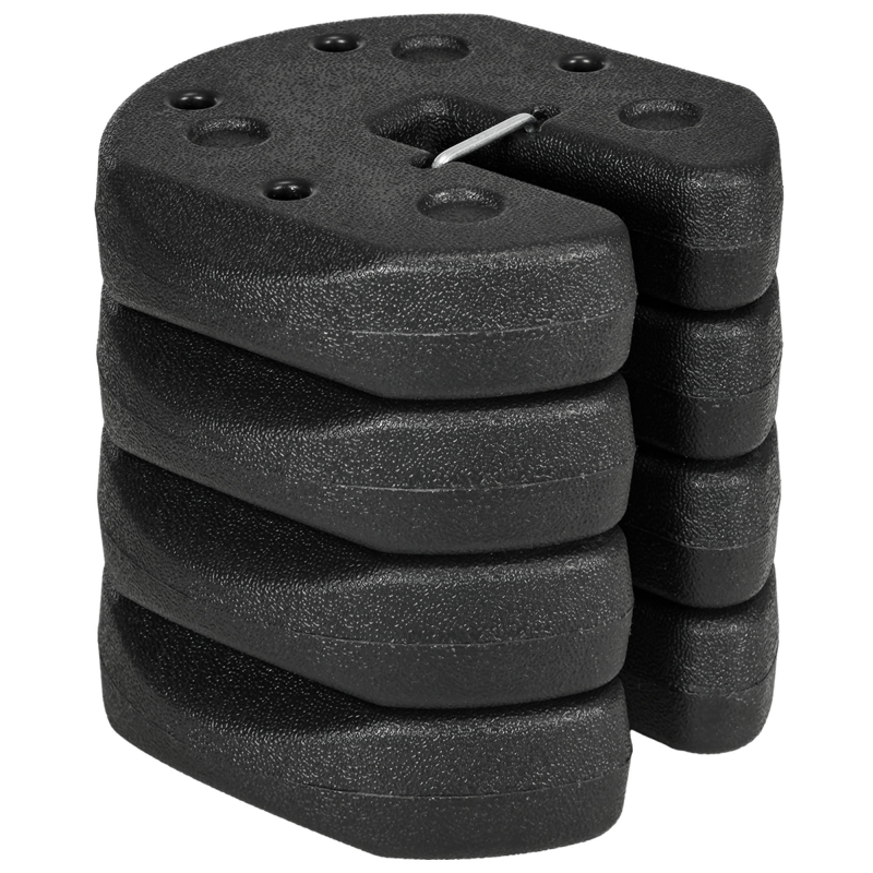 Outsunny Pavillonstandfüße 4er-Set 12 kg Gewichte mit Befestigungsstiften und Transportgurt Standsicherung für Faltpavillon, Partyzelt, HDPE, Schwarz Aosom – Bild 1 von 2