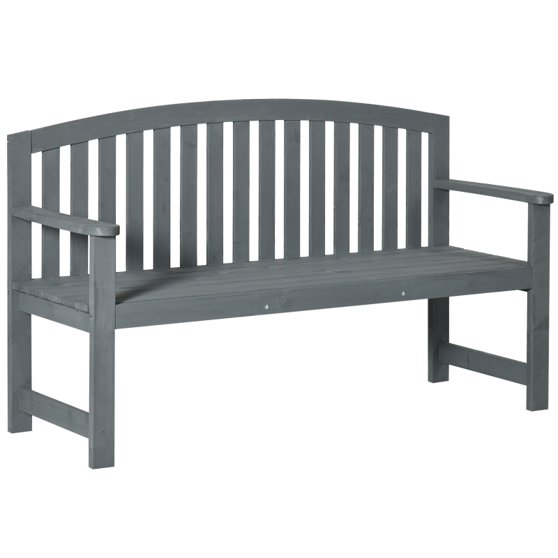 Outsunny 2-Sitzer Gartenbank Holz, wetterfest Sitzbank, Gartenmöbel mit Rückenlehnen, Parkbank 240 kg belastbar, Balkonbank, Holzbank für Balkon Terrasse, Garten, 143 x 51 x 85 cm, Grau Aosom – Bild 1 von 2