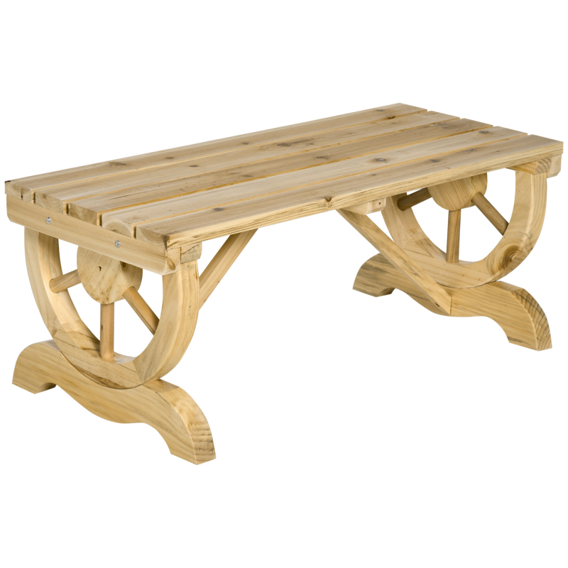 Outsunny Gartenbank Holz wetterfest 98 x 50 x 39,5 cm rustikale Sitzbank für Gartenmöbel in Natur Aosom.de – Bild 1 von 2