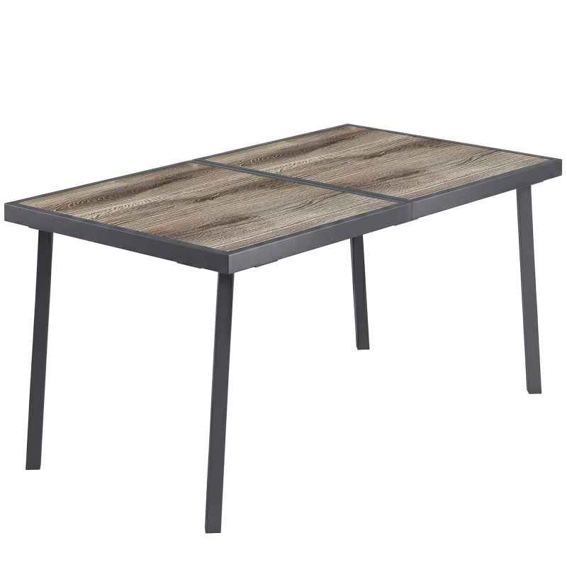 Outsunny Gartentisch Balkontisch 145 x 85 cm Esstisch für 6 Personen mit Holzoptik und Stahlgestell grau für Garten und Terrasse Aosom.de – Bild 1 von 2