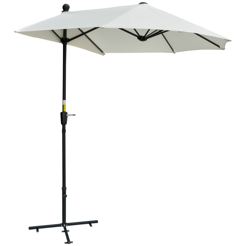 Outsunny Sonnenschirm Halbrund 1,9 x 2 m Doppelsonnenschirm mit Handkurbel Ständer Halbschirm Sonnenschirm Marktschirm Gartenschirm Terrassenschirm für Garten Terrassen Höfe Cremeweiß Aosom – Bild 1 von 2