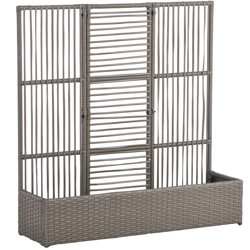 Outsunny Hochbeet mit Rankgitter in Rattan-Optik Pflanzkasten mit Rankhilfe für Kletterpflanzen Blumenkasten Blumenbeet Pflanzkübel Rankkasten für Garten, Balkon, 103 x 103 x 29 cm Grau Aosom – Bild 1 von 2