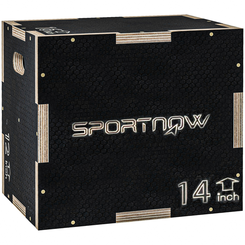 SPORTNOW 3 in 1 Plyo Box, Sprungbox aus Holz, Plyometric Plattform mit Griff, Plyometrisches Training, Sprungtrainer für Zuhause, Fitnessstudio, 40,5 x 35,5 x 30,5 cm, Schwarz Aosom – Bild 1 von 2