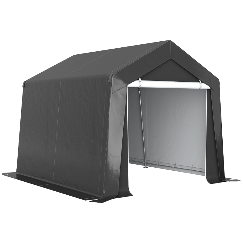 Outsunny Carport Zeltgarage 3x3 m Wasserdicht Garagenzelt mit Rolltür Belüftungsfenster Verlängerte Kanten, UV-beständig Winterfest Lagerzelt, Weidezelt Unterstand für Auto SUV Boote LKW Dunkelgrau Aosom – Bild 1 von 2
