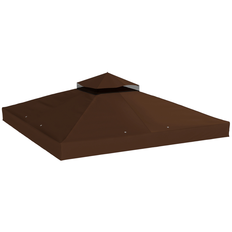 Outsunny Ersatzdach für Pavillon 3 x 3 m, wasserdicht Pavillondach, Doppeldach Ersatzbezug für Gartenpavillon, Ersatzteile aus Oxford-Stoff, 370 g/m², Kaffee exkl. Rahmen Aosom – Bild 1 von 2