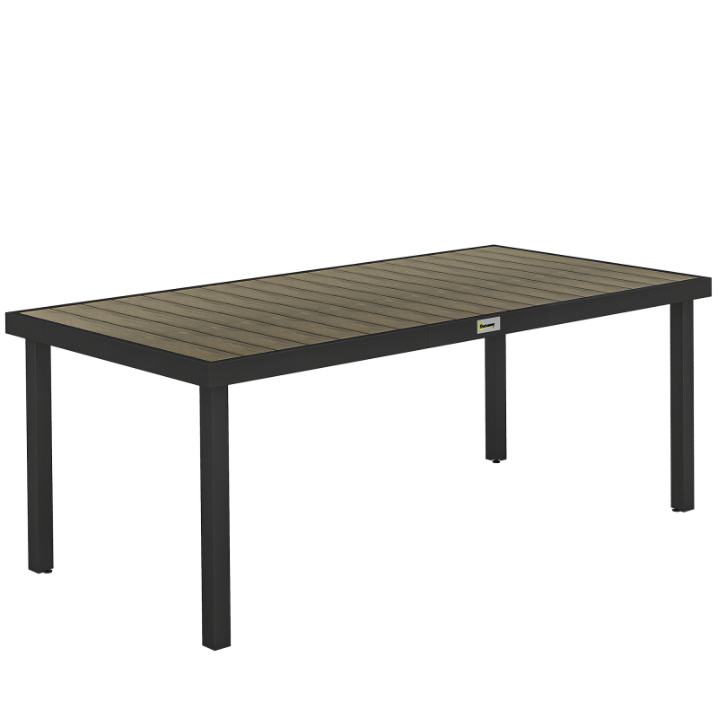 Outsunny Gartentisch Aluminium 190x90 cm Wetterfest Buffettisch mit Holz-Optik, rutschfest Campingtisch für 8 Personen Balkontisch Terrassentisch Outdoor Esstisch für Garten, Terrasse Balkon Naturholz Aosom – Bild 1 von 2
