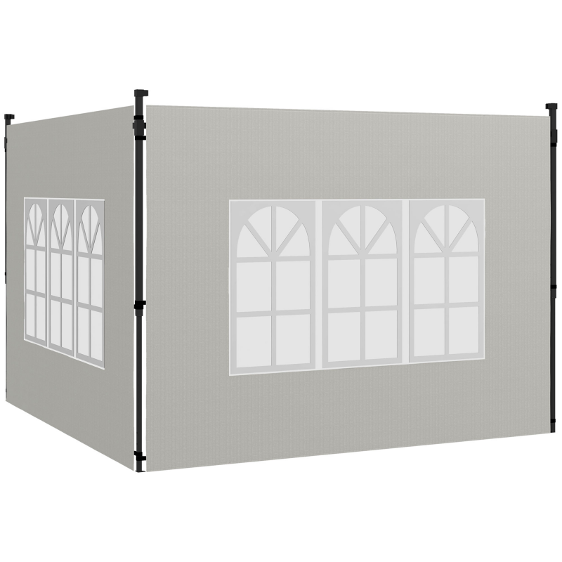 Outsunny 2er Set Seitenwände für Pavillon 3x3 3x6 Wasserdicht Seitenteile mit Fenster Winterfest Seitenwände für Pavillon Partyzelt Gartenzelt, Weiß Aosom – Bild 1 von 2