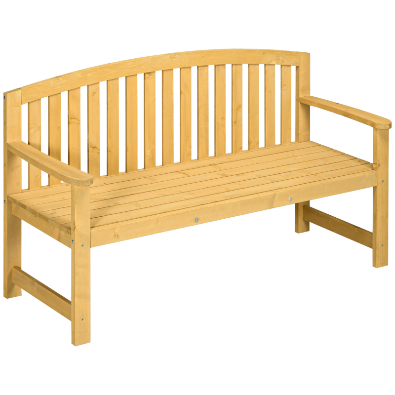 Outsunny 2-Sitzer Gartenbank Holz, wetterfest Sitzbank, Gartenmöbel mit Rückenlehnen, Parkbank 240 kg belastbar, Balkonbank, Holzbank für Balkon Terrasse, Garten, 143 x 51 x 85 cm, Orange Aosom – Bild 1 von 2