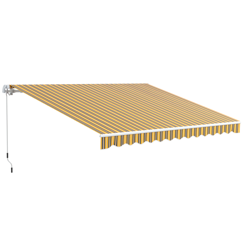 Outsunny Gelenkarmmarkise 3,5 x 2,5m Sonnenschutz mit Handkurbel, Gelb Grau, aus Aluminium & Polyester für Terrasse & Balkon Aosom.de – Bild 1 von 2