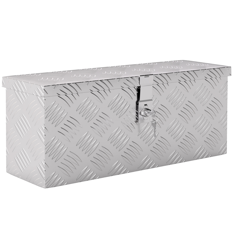 HOMCOM Gerätekasten Aufbewahrungskiste aus Aluminium mit Schloss und Schlüsseln, LKW-Werkzeugkasten, Lagerungsbox für Anhänger, 50 x 15,5 x 20,5 cm Aosom – Bild 1 von 2