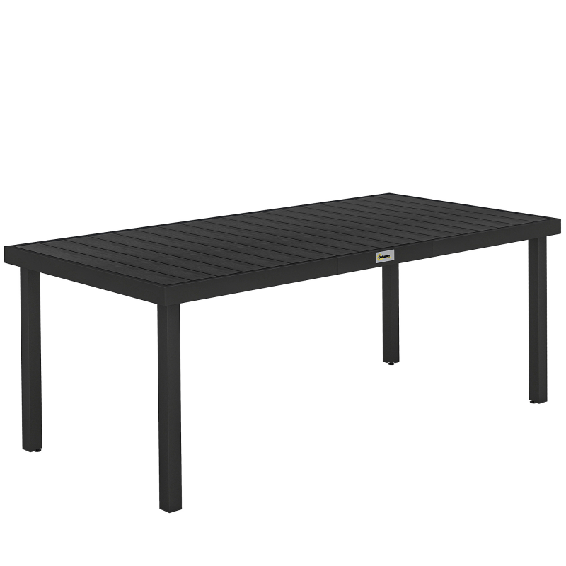 Outsunny Gartentisch für 8 Personen großer Esstisch aus pflegeleichtem Aluminium Kunststoff schwarz 190 x 90 x 74 cm für Garten & Terrasse Aosom.de – Bild 1 von 2