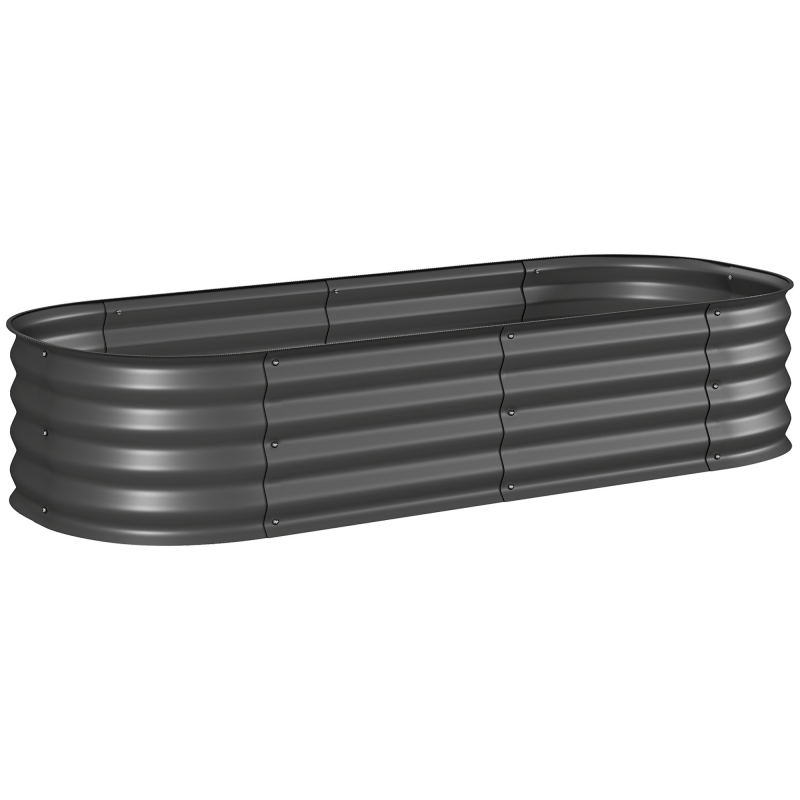 Outsunny Hochbeet Metall, Pflanzkasten, Gemüsebeet, DIY Blumenkasten mit offenem Boden, Kräuterbeet für Garten, Balkon, Dunkelgrau 150 x 62 x 30 cm Aosom – Bild 1 von 2