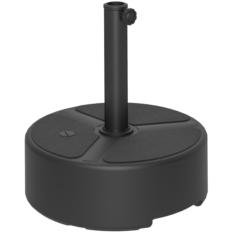Outsunny Sonnenschirmständer aus HDPE Befüllbar Schirmständer 18kg/20kg mit Sand Wasser, Rund Schirmhalter, Schirmgewicht für Sonnenschirm Ø38mm/48mm, für Balkon Terasse Garten Schwarz Aosom – Bild 1 von 2