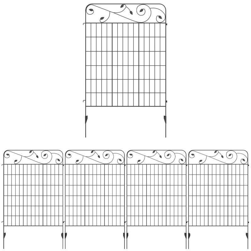 Outsunny 4er Set Gartenzaun 3,52 x 1,1 m Dekorative Gitterzaun Maschendraht Drahtgitter Drahtzaun für Garten, Balkon, Metall, Schwarz Aosom – Bild 1 von 2