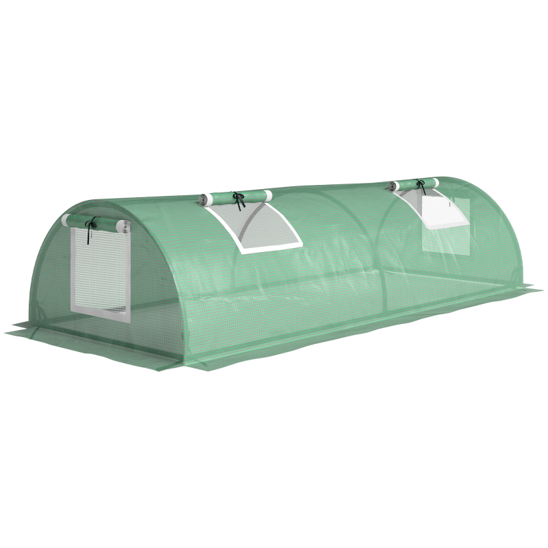 Outsunny Mini Tunnelgewächshaus Foliengewächshaus mit Mesh Fenster UV-beständig PE Folie grün 200x80x45cm ideal für Gartenpflanzen Aosom.de – Bild 1 von 2